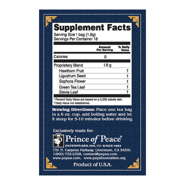 Prince of Peace Blood Pressure Herbal Tea Bag, 18 Ea, 1.14 Oz