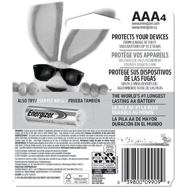 Energizer Alkaline Battery E92Bp, Size: AAA - 4 Ct