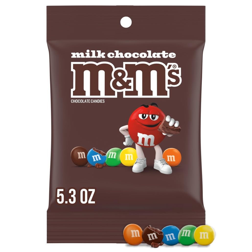 Mars M and M Milk Chocolate Candy Peg Pack for Snacking and Sharing 5.3Oz (150.3g)