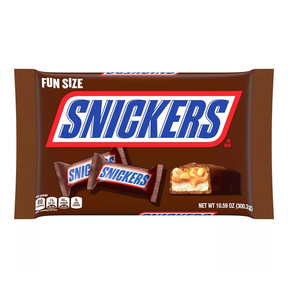 Mars Snickers Chocolate Candy Bars Fun Size for Lunchboxes and Treat Moments 10.59Oz (300.2g)