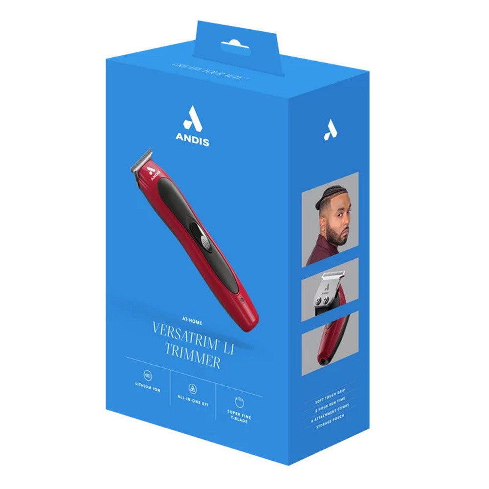 Andis VersaTrim Trimmer Li, Stainless Steel T-Blade, Cordless, Red, 1 Ea