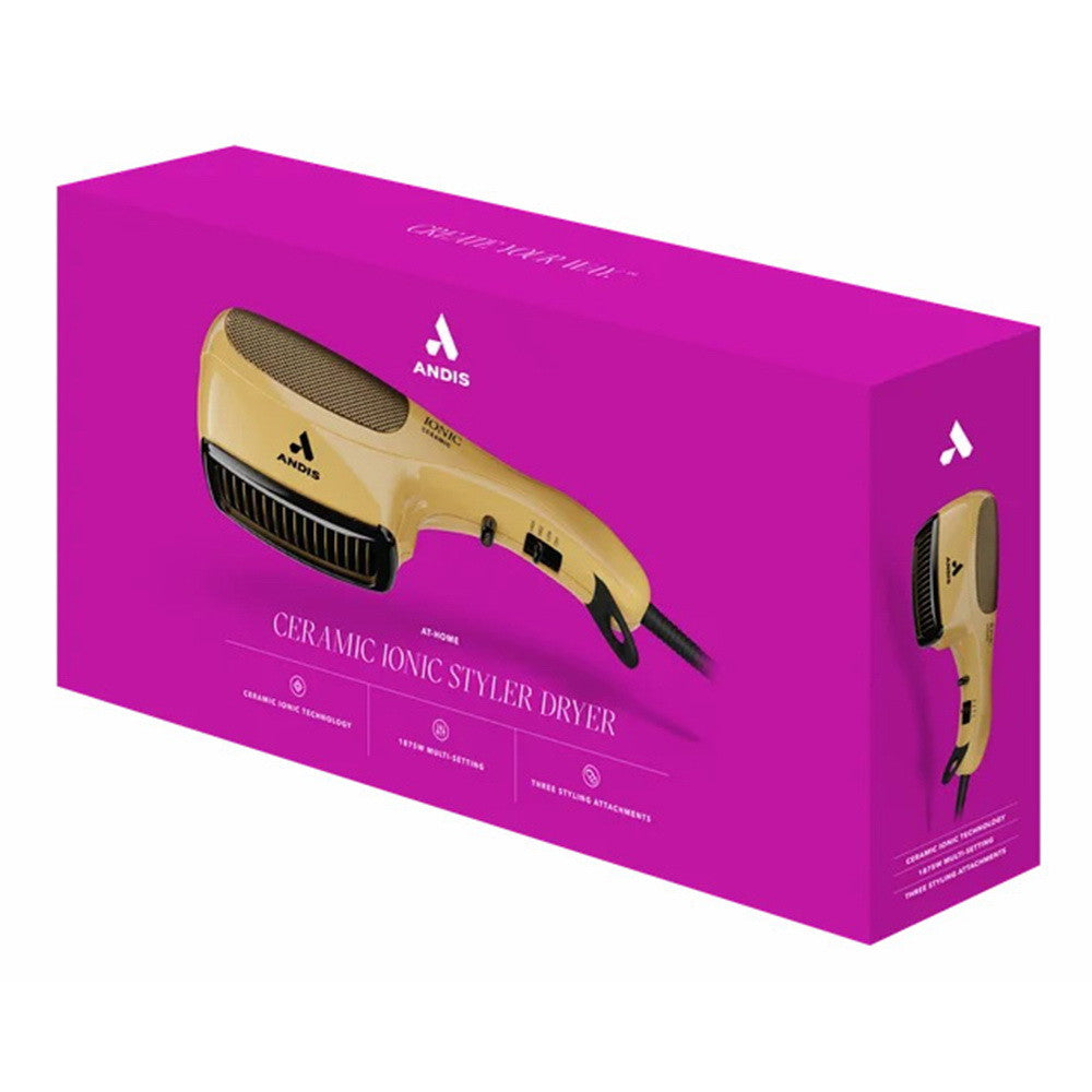 Andis Ceramic Ionic Hair Dryer with Bristle Brush and Fine-Tooth, Gold, 1 Ea