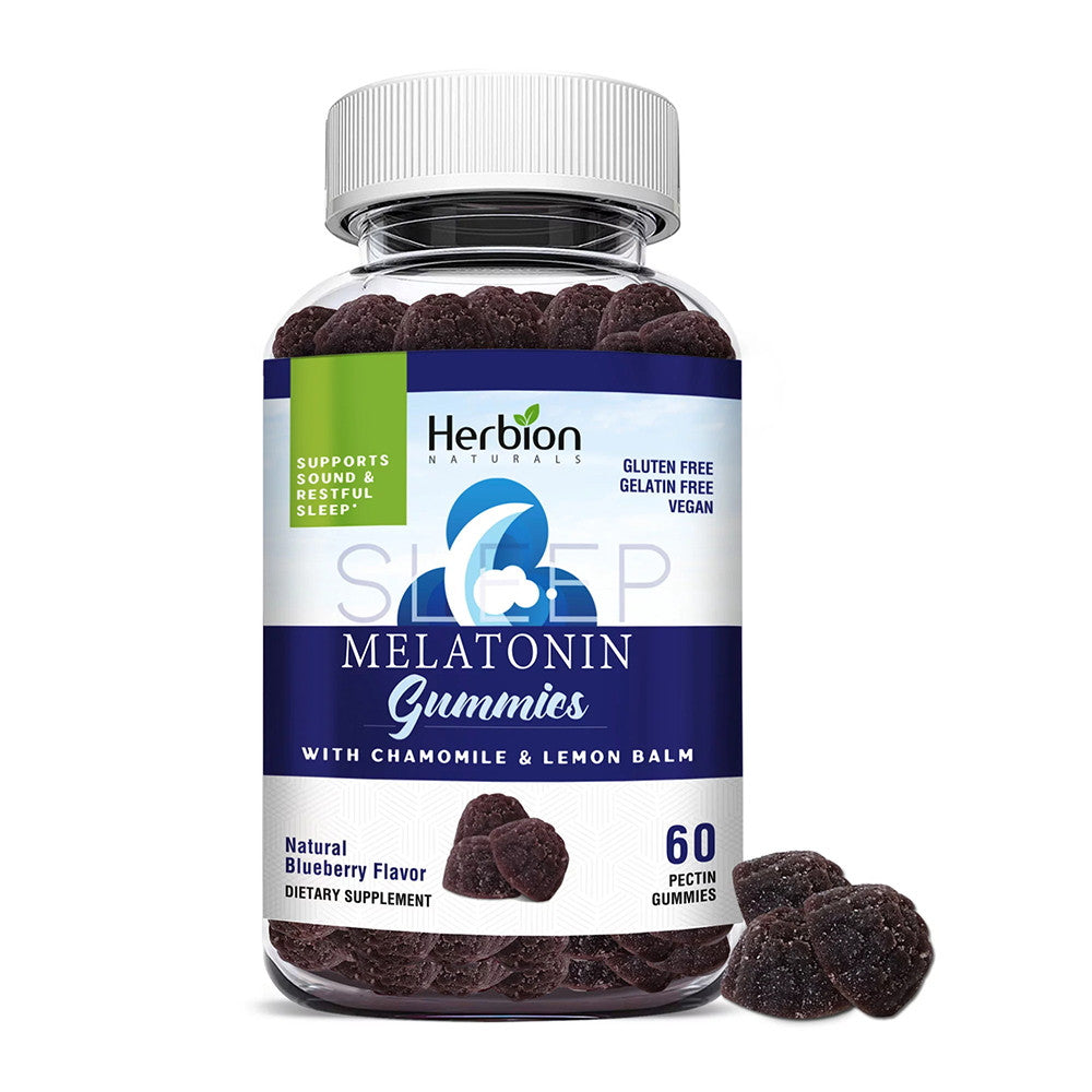 Herbion Naturals Melatonin Gummies, Helps Enhance Sleep, Natural Blueberry Flavor, 60 Ea