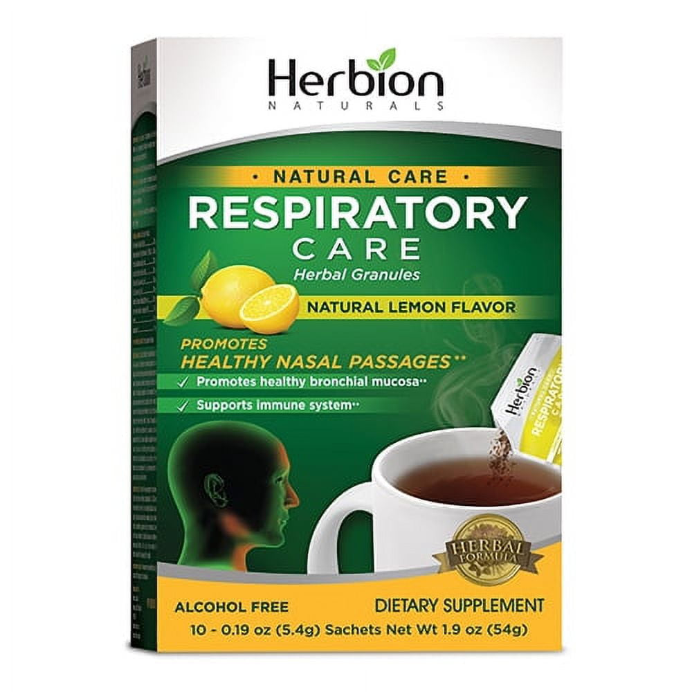 Herbion Naturals Respiratory Care Herbal Granules Sachets, Lemon Flavor, 10 Ea