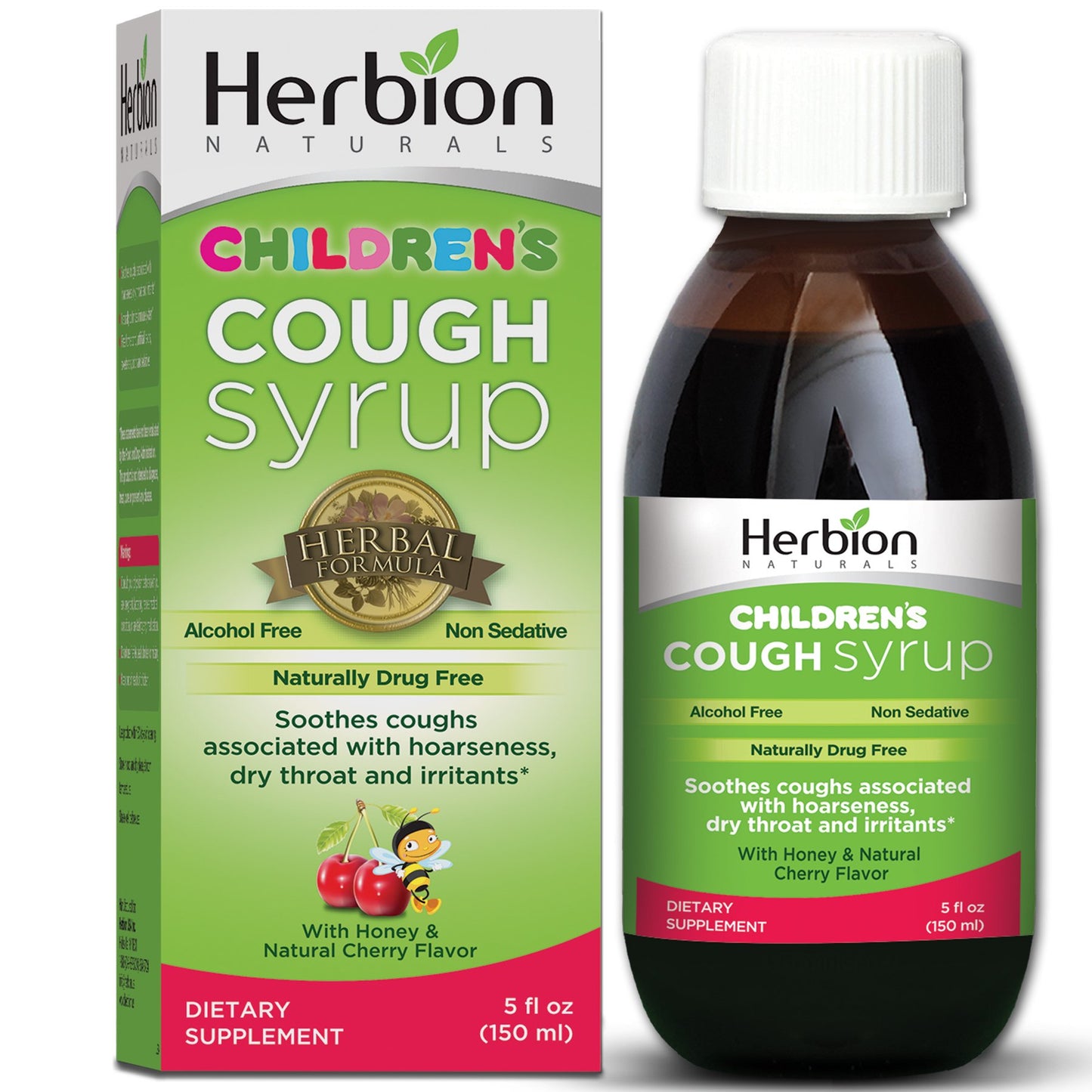 Herbion Naturals Cough Syrup for Children with Natural Honey and Cherry Flavor Alcohol Free 5Oz (150ml)