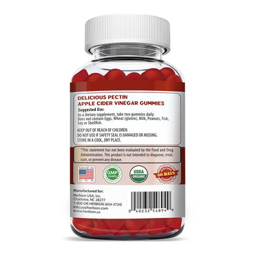 Herbion Naturals Organic Apple Cider Vinegar Gummies, Digestion and Detox, 60 Ea