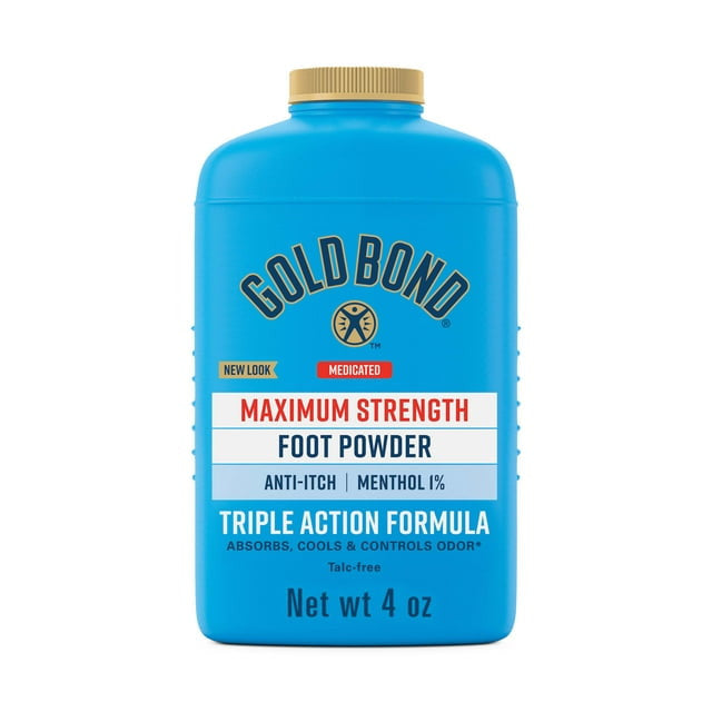 Gold Bond Maximum Strength Talc-Free Foot Powder, White, 4 Oz