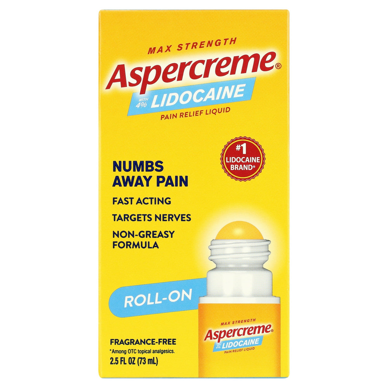 Aspercreme With 4% Lidocaine Roll On Odor Free, 2.5 Oz