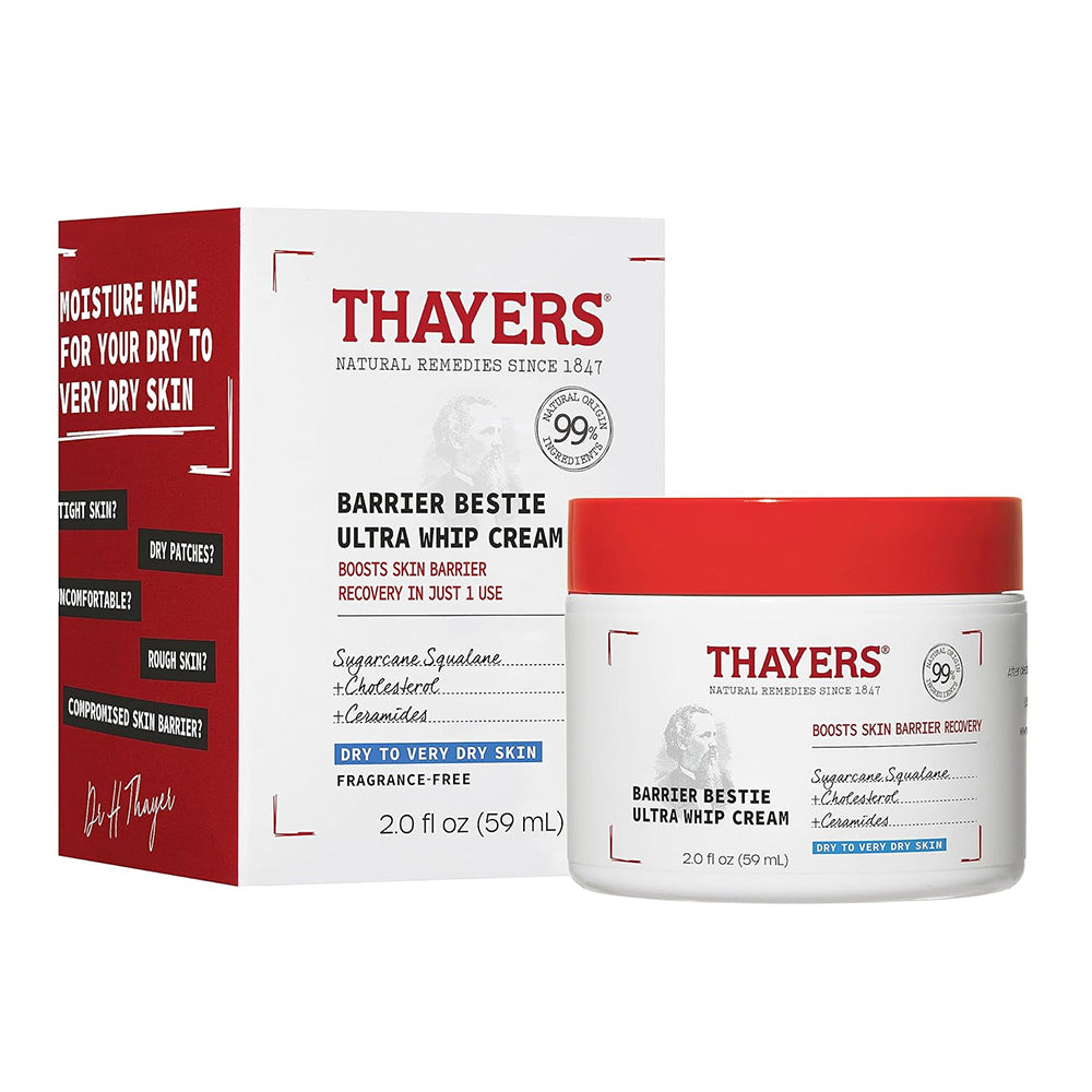Thayers Barrier Bestie Ultra Whip Face Cream Boosts Skin Barrier Dry to Very Dry Skin Fragrance Free 2Oz (59ml)