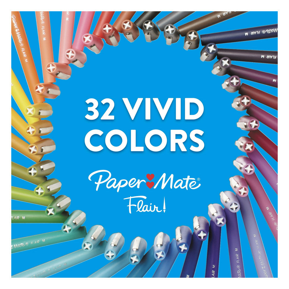 Paper Mate Flair Medium Point Felt Tip Pen, Black, 2/Pack