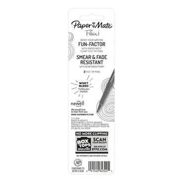 Paper Mate Flair Medium Point Felt Tip Pen, Black, 2/Pack