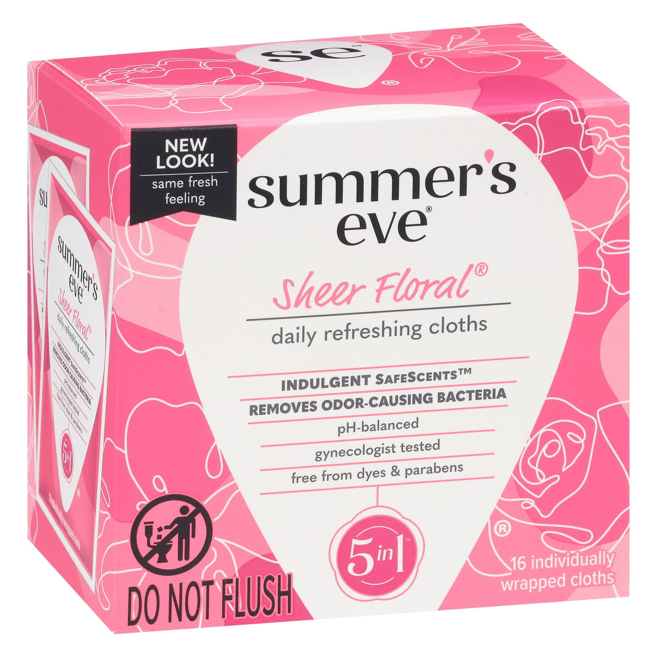 Summers Eve Feminine Cleansing Wash Soft Cloths For Sensitive Skin, Sheer Floral, 16 Ea