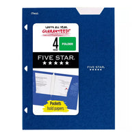 Mead Five Star 4 Pocket Paper Folder, Assorted Colors, 1 Ea