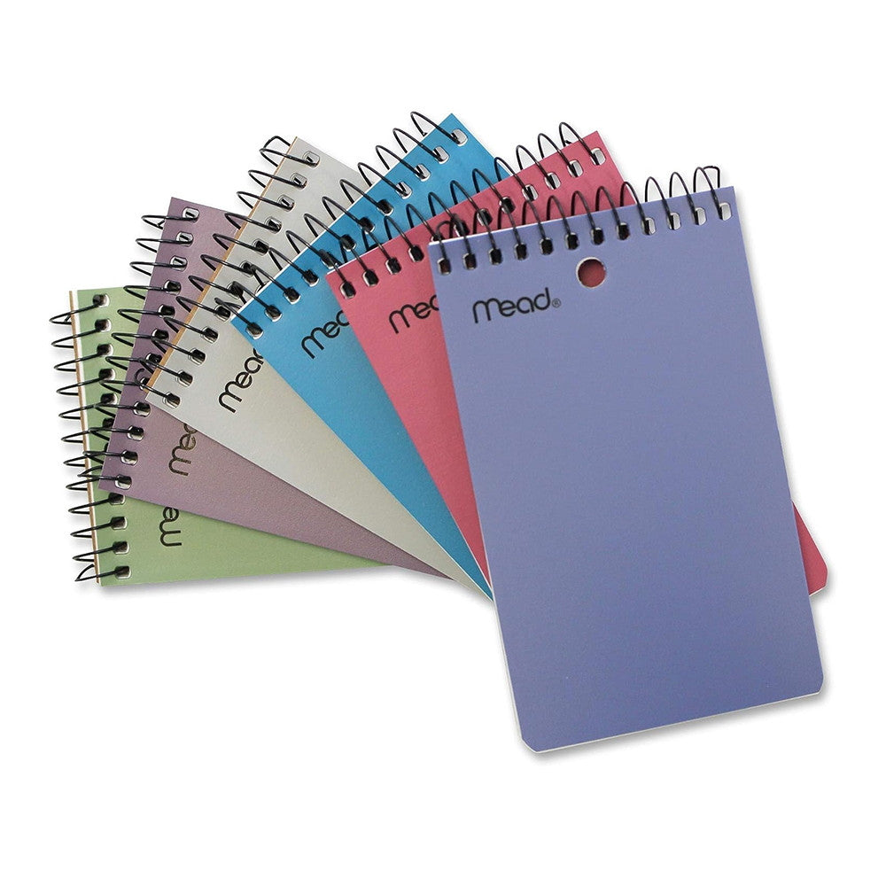 Mead Poly Cover 3X5 Wire Memo, 100 Sheets, Assorted Colors, 1 Ea