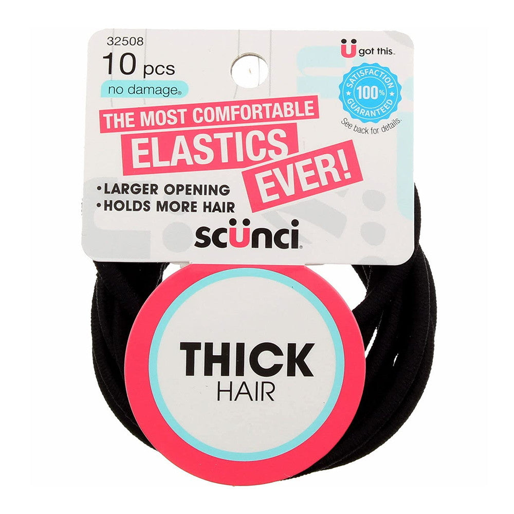 Scunci Extra Thick Hair Elastic Bands, 10 Ea