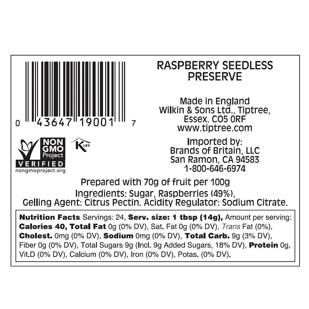 Tiptree Raspberry Seedless Preserve, 12 Oz