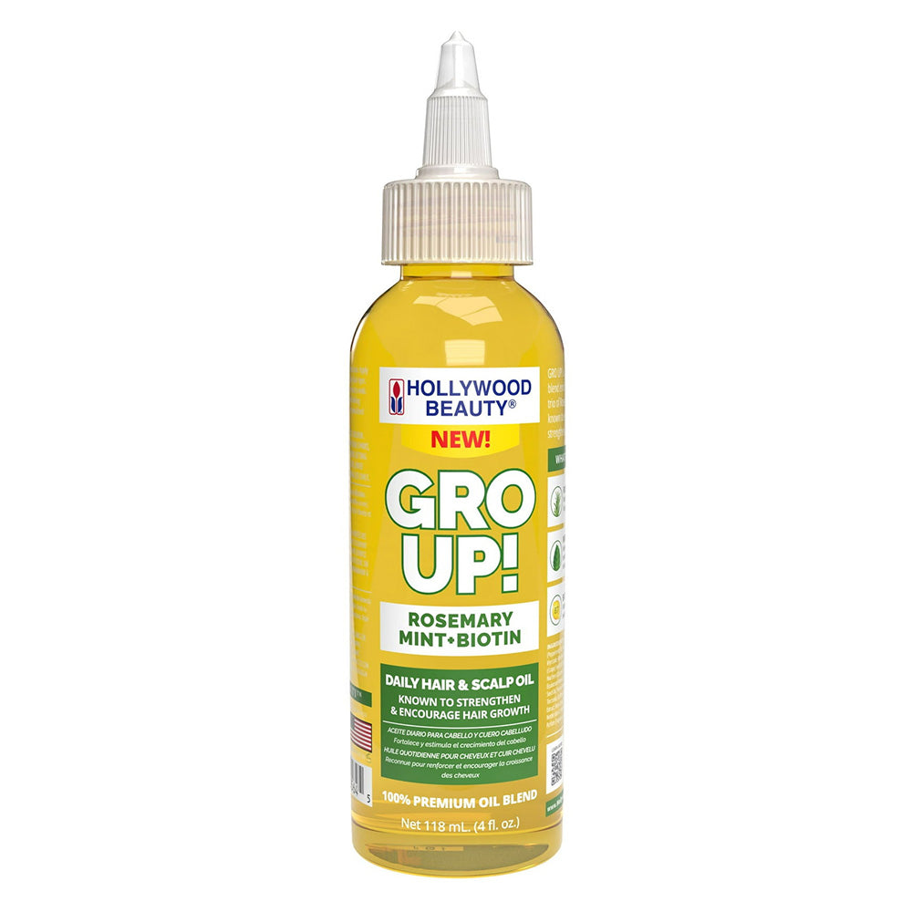 Hollywood Beauty Gro Up Rosemary Mint and Biotin Daily Hair and Scalp Oil for Hair Growth 4Oz (118ml)