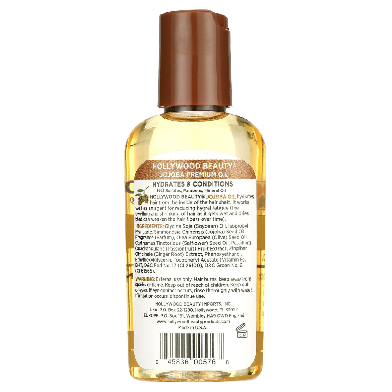 Hollywood Beauty Jojoba Hair Oil Hydrates And Conditions, 2 Oz