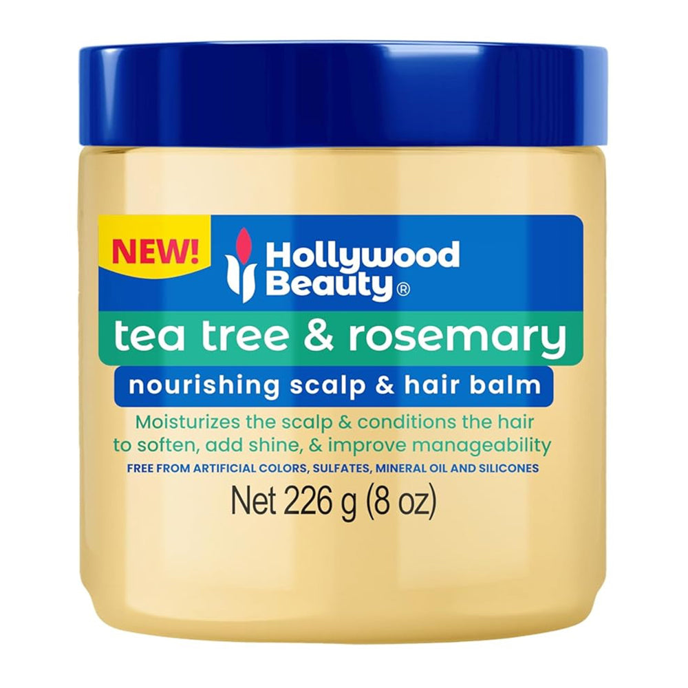 Hollywood Beauty Tea Tree and Rosemary Nourishing Scalp and Hair Balm for soften and Shine Hair 8Oz (226g)