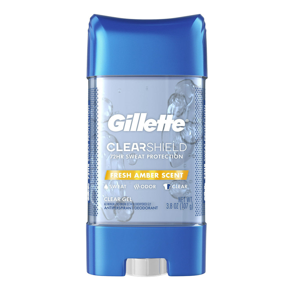 Gillette Clear Shield Gel Antiperspirant and Deodorant for Men Fresh Amber Scent, 3.8 Oz