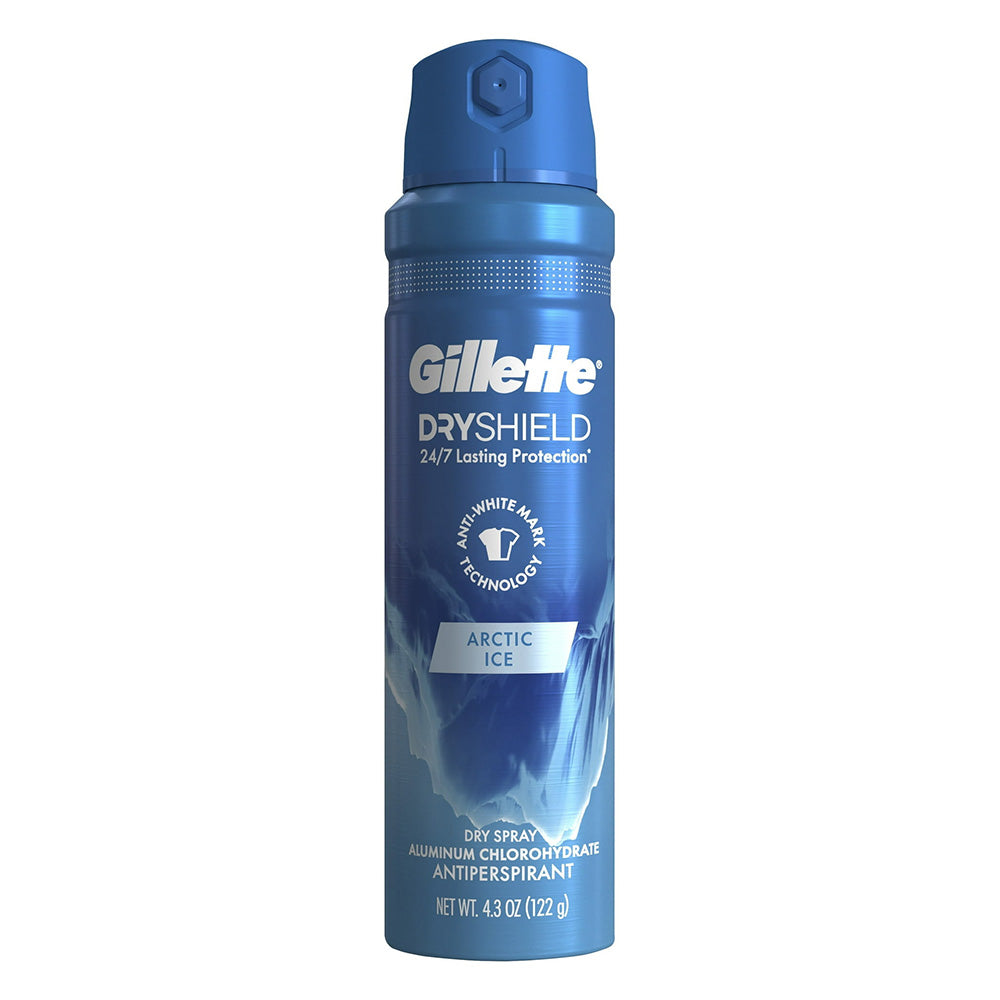 Gillette Mens Antiperspirant Dry Spray Arctic Ice for Reducing Wetness and Controlling Odor 4.3Oz (122g)