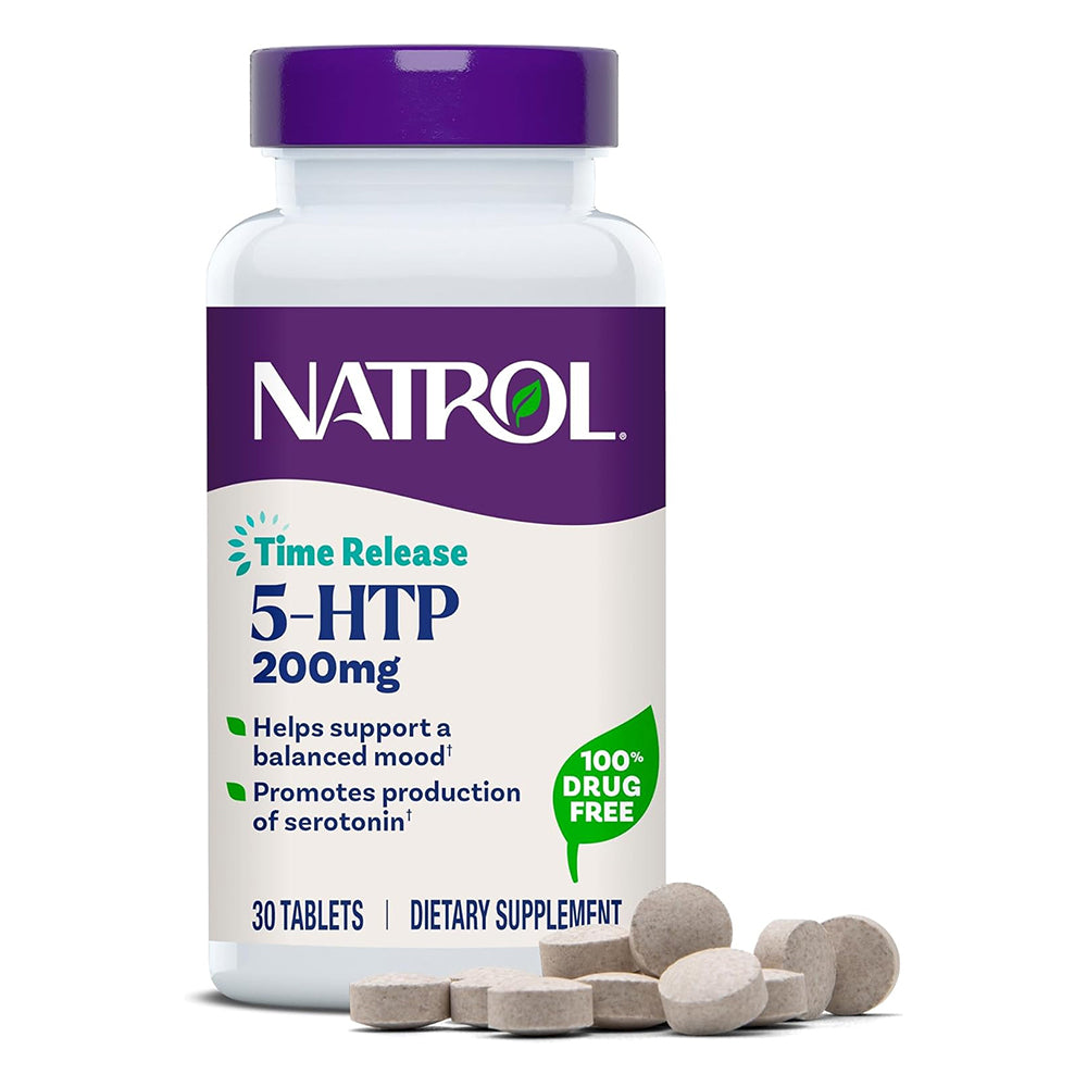 Natrol 5 HTP 200mg Time Release Support Balanced Mood Promotes Serotonin Capsules 30 Ea