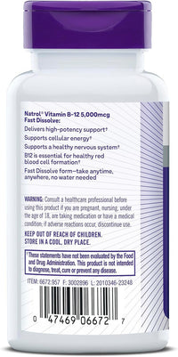Natrol Vitamin B12 Fast Dissolve 5000 Mcg Tablets, Strawberry, 100 Ea