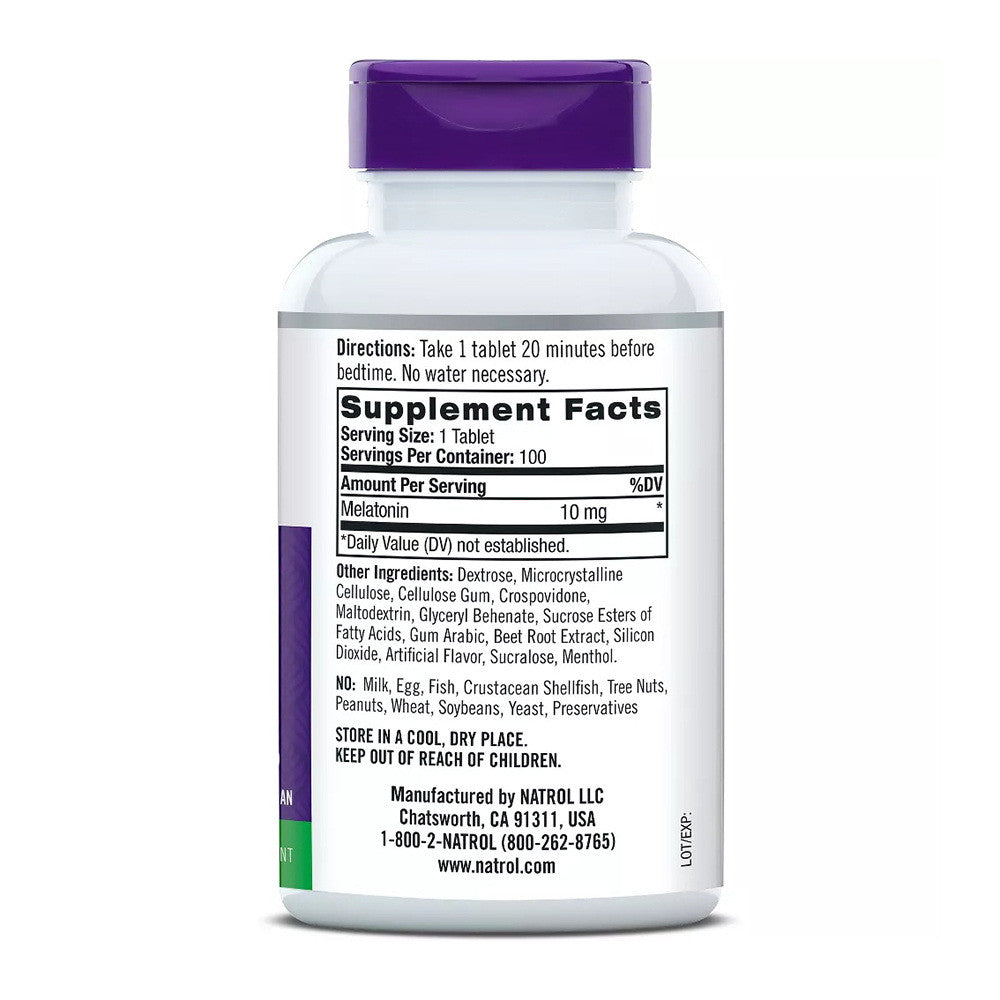 Natrol Melatonin 10Mg Maximum Strength Fast Dissolve Sleep Aid Tablets, Strawberry, 100 Ea