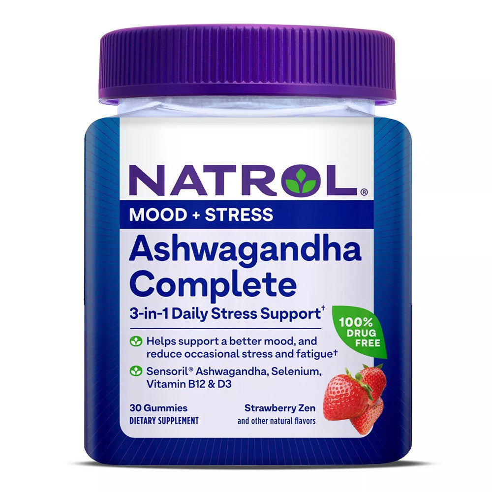 Natrol Ashwagandha Complete Stress Support Gummies, Strawberry Flavor, 30 Ea