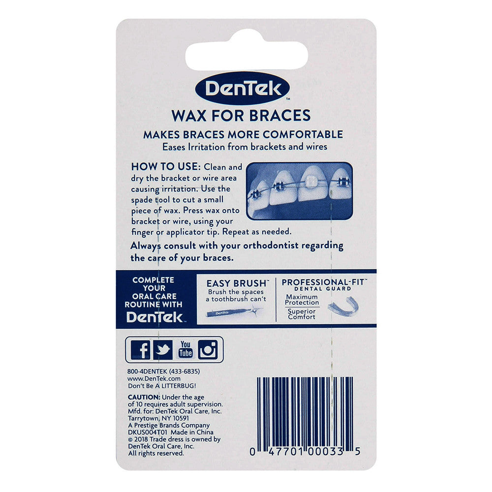 Dentek Wax For Braces Mint, Twin Pack, 1 Ea