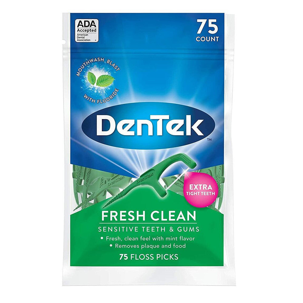 DenTek Fresh Clean Floss Picks, Long Lasting Mint, 75 Ea