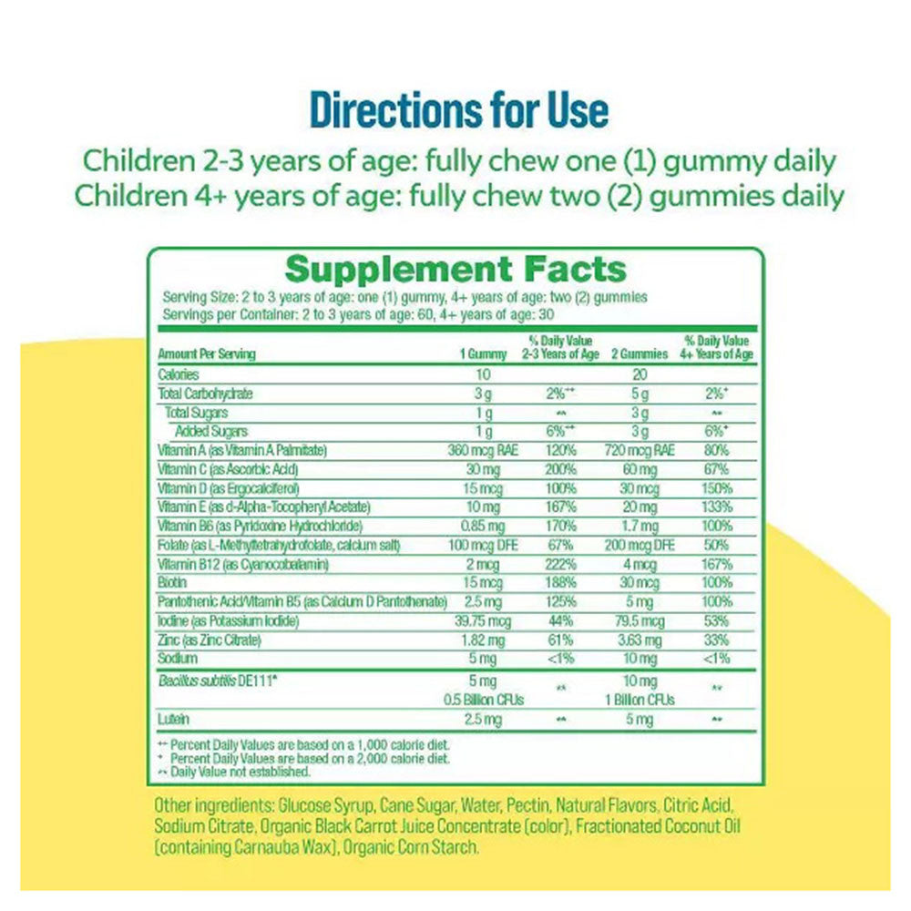 Culturelle Kids Probiotics Multivitamin, Peach Orange and Mixed Berry, 60 Ea