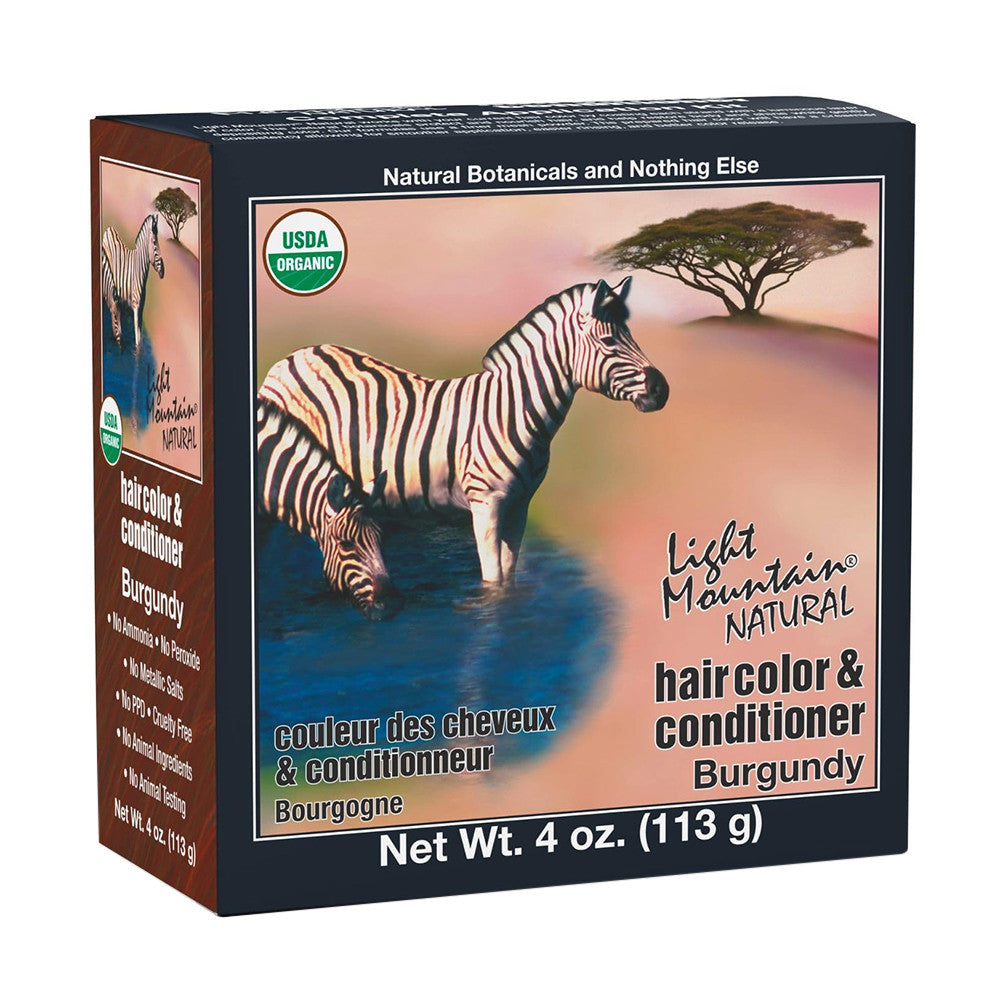 Light Mountain Natural Hair Color And Conditioner Kit, Burgundy, 4 Oz
