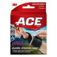Ace Brand Adjustable Compression Wrist Support Comfortable Braces, Black, One Size, #3966, 1 Ea