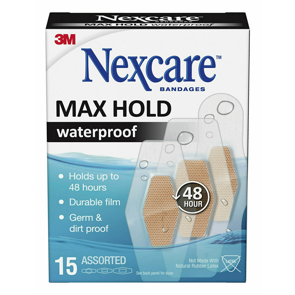 Nexcare Max Hold Assorted Waterproof Bandages, 15 Ea