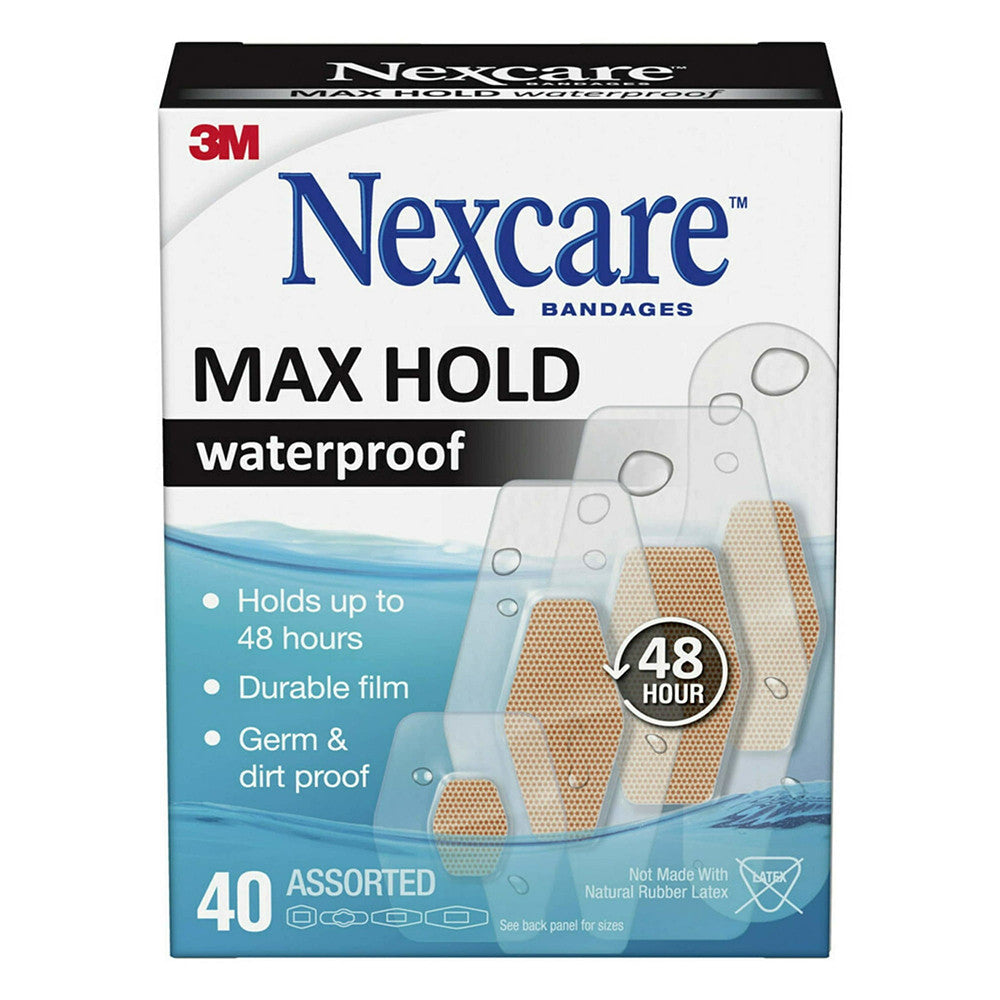 Nexcare Max Hold Assorted Waterproof Bandages, 40 Ea