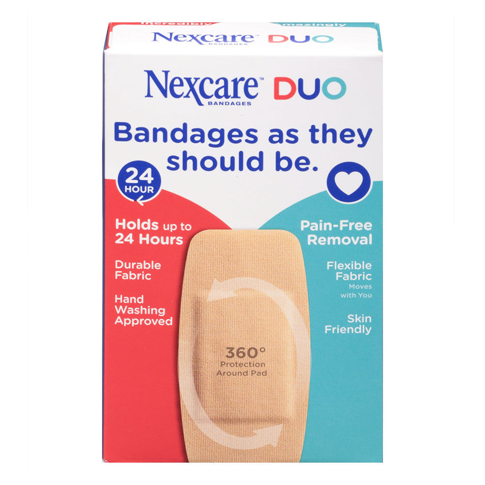 Nexcare Duo Flexible Fabric Knee or Elbow Holds Strong Bandages, 8 Ea