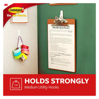 Command Medium Utility Hooks, White, Damage Free Organizing, One Pair, 12 Ea