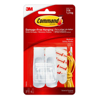 Command Medium Utility Hooks, White, Damage Free Organizing, One Pair, 12 Ea