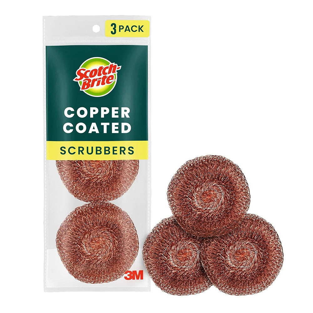 Scotch Brite Copper Scrubbers Heavy Duty Pads Tough Cleaning Scrubbers 3Ea