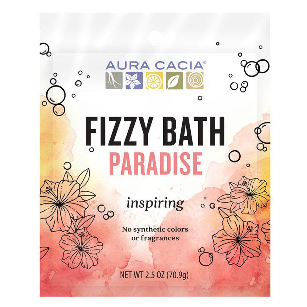 Aura Cacia Paradise Fizzy Bath Citrus Geranium Essential Oil Inspiring Aromatherapy Formula 2.5Oz (70.9g)