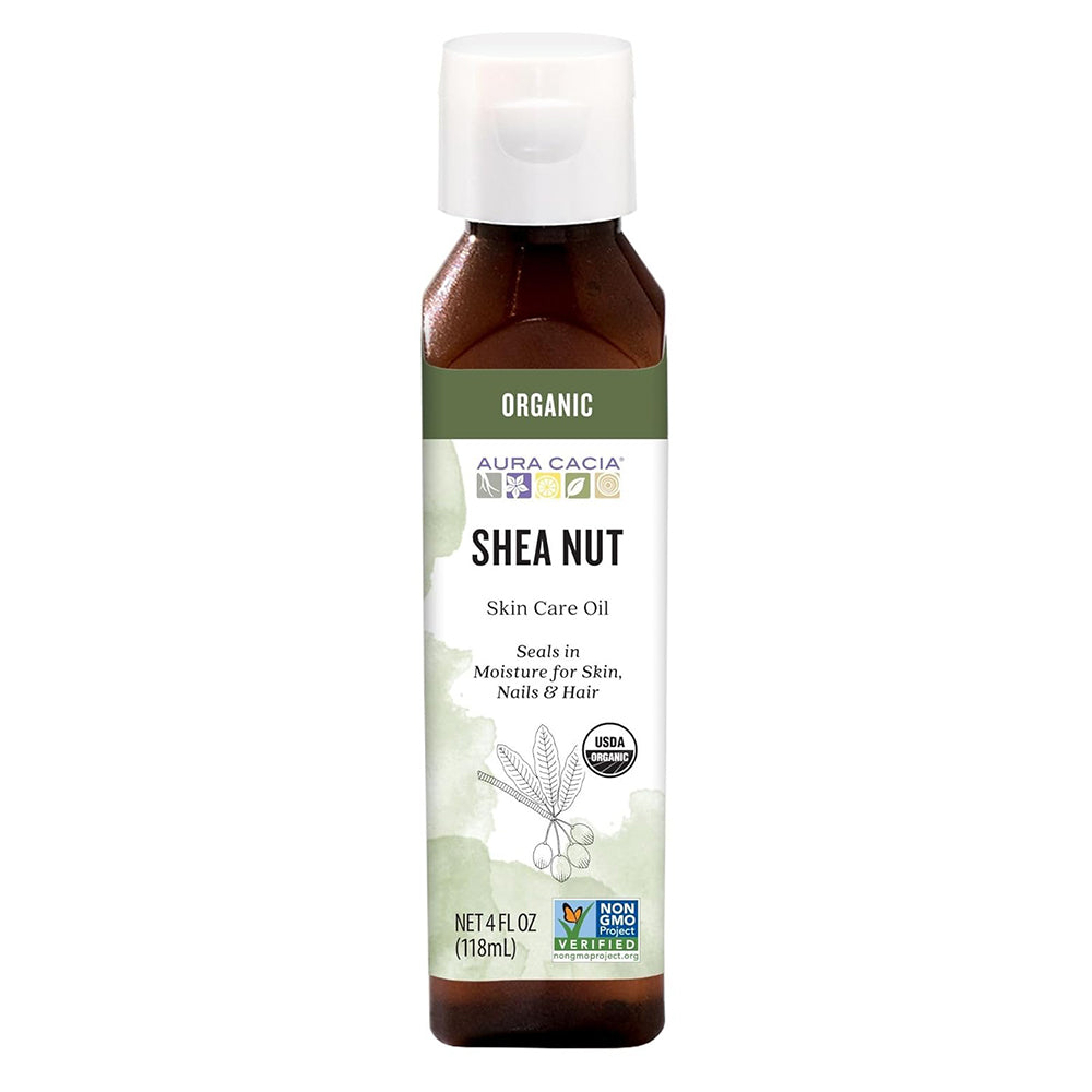 Aura Cacia Organic Shea Nut Skin Care Oil Hydrating and Nourishing Skin Care 4Oz (118ml)