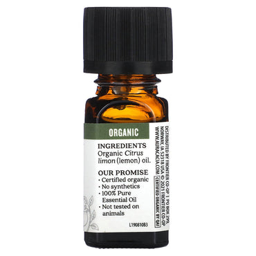 Aura Cacia Aromatherapy Organic Essential Oil, Lemon 0.25 Oz