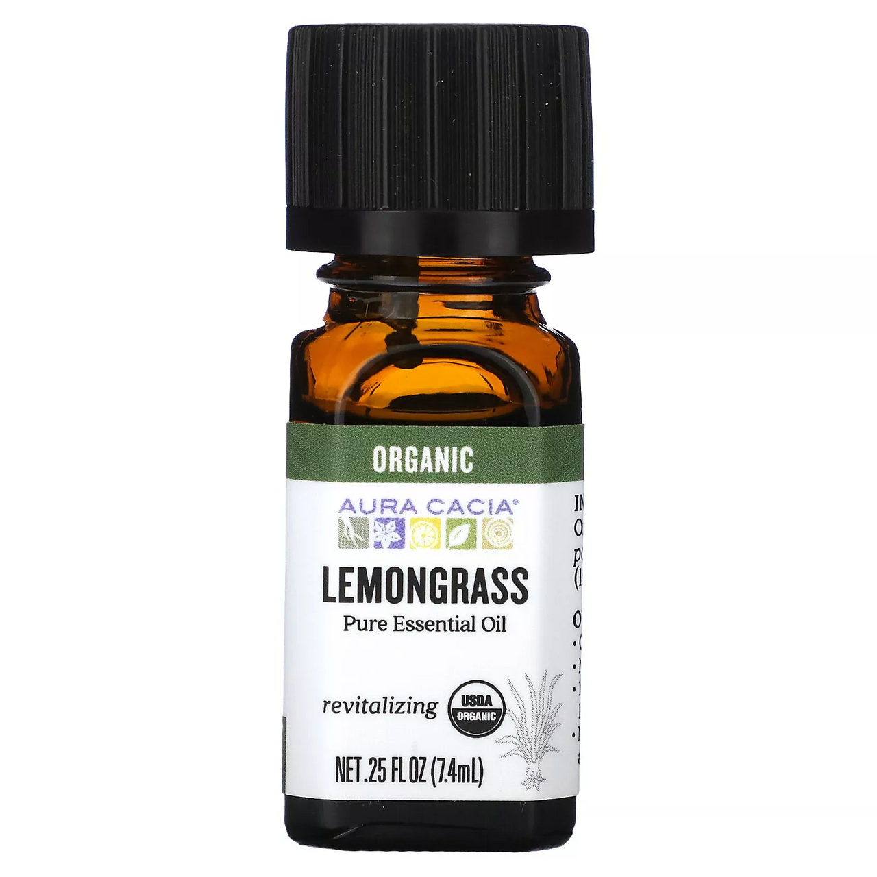 Aura Cacia Organic 100% Essential Oil, Lemongrass - 0.25 Oz