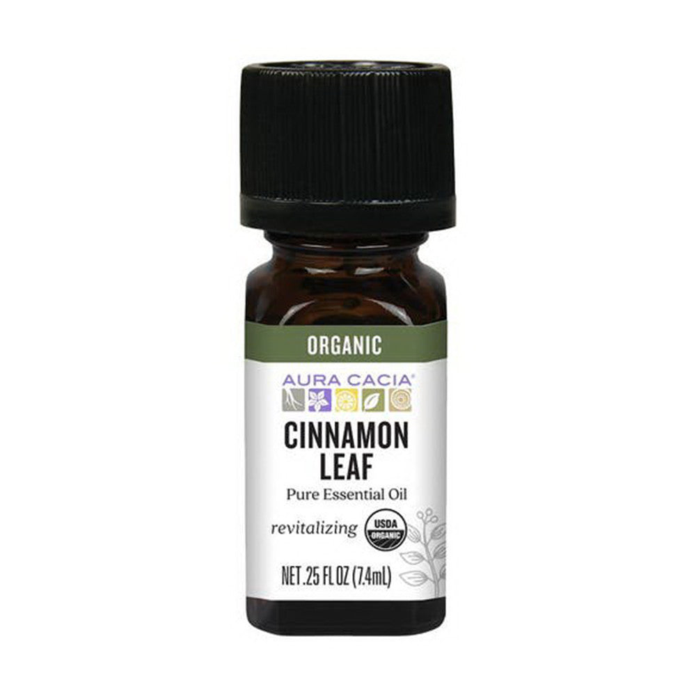 Aura Cacia Aromatherapy 100% Organic Essential Oil, Cinnamon Leaf, 0.25 Oz