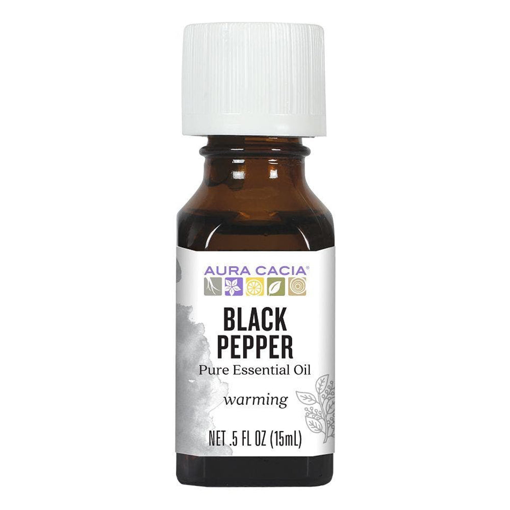 Aura Cacia Black Pepper Essential Oil Warming and Circulatory Support 0.5Oz (15ml)