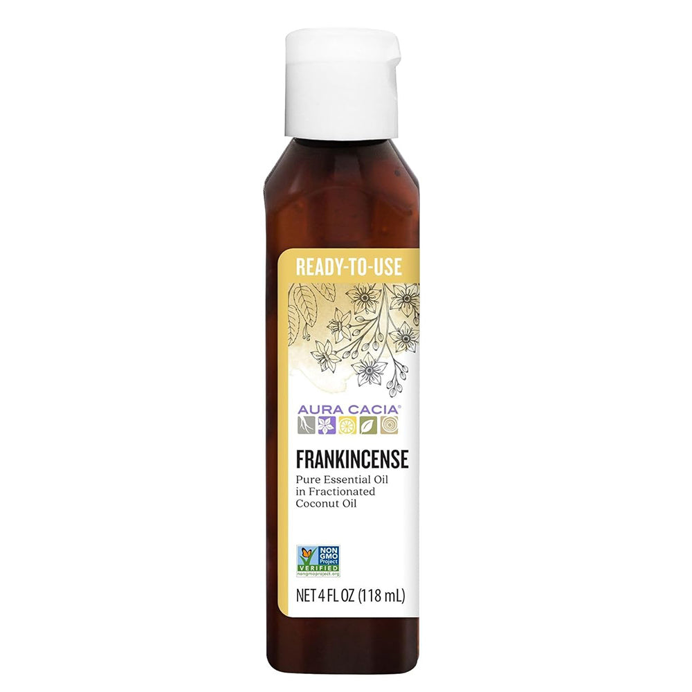 Aura Cacia Frankincense Aromatherapy Coconut Oil Moisturizing Skin Care Blend 4Oz (118ml)