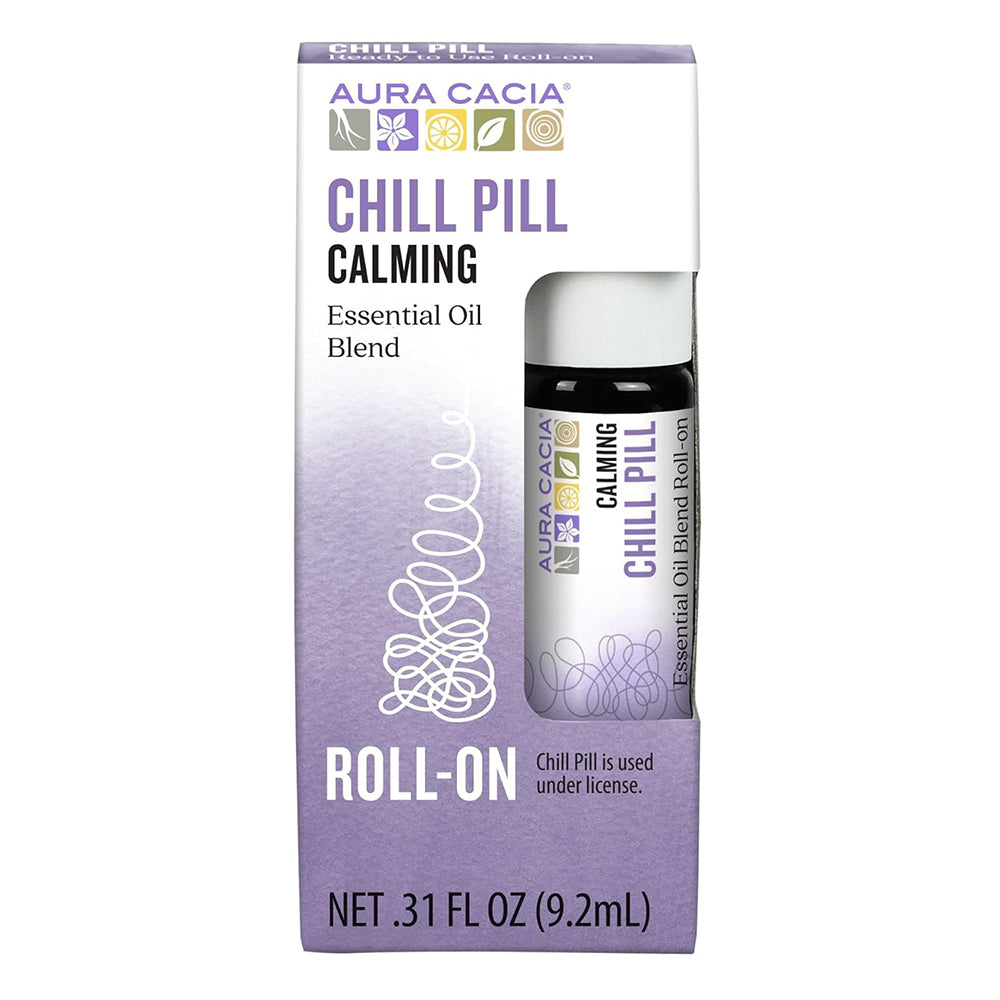 Aura Cacia Chill Pill Roll On for Calm and Relaxation 0.31Oz (9.2ml)