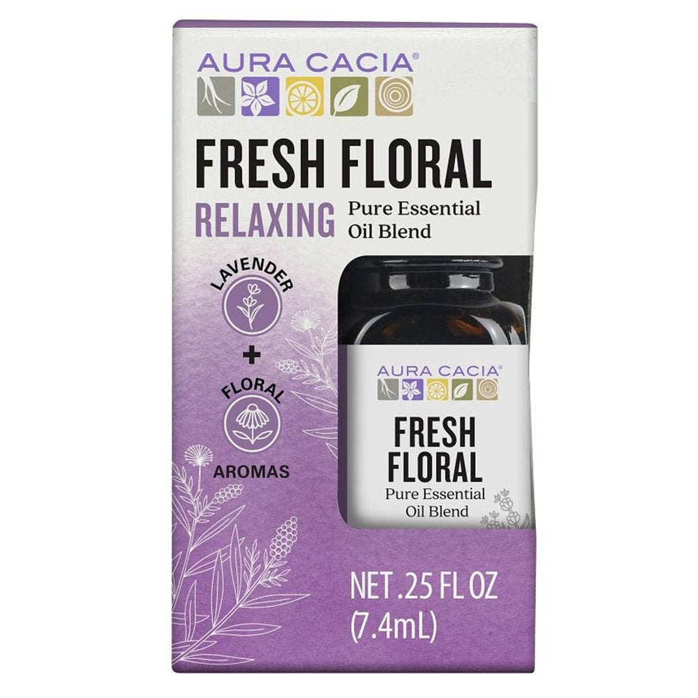 Aura Cacia Fresh Floral Relaxing Pure Essential Oil Blend No Synthetic Aroma Formula 0.25Oz (7.4ml)