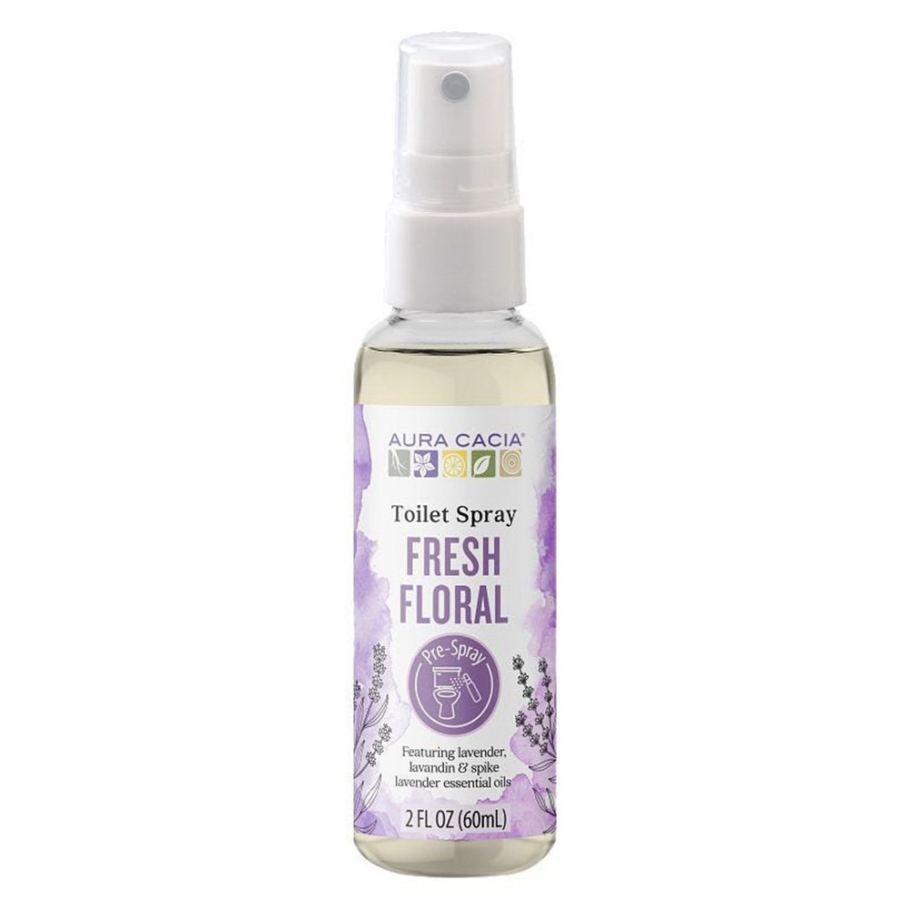 Aura Cacia Fresh Floral Toilet Spray Eliminate Odor 2Oz (60ml)
